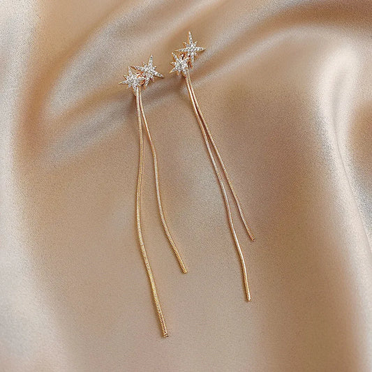Long Tassel Drop Earrings - Korean Style Gold Plated Statement Jewelry