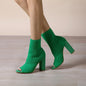 Chunky Heel Knitted Peep Toe Booties