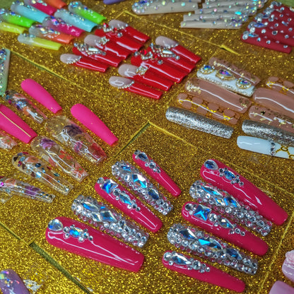 Luxury Rhinestone Press-On Nails - Designer Brand Style Acrylic (24 Pieces)