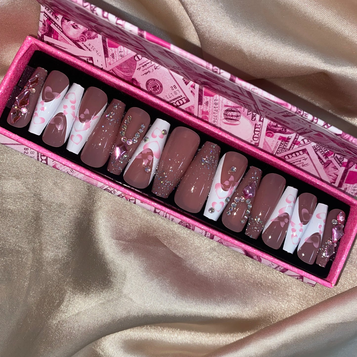 Handmade Pink Gel Press-On Nails - Custom Decoration Design (Wholesale Available)