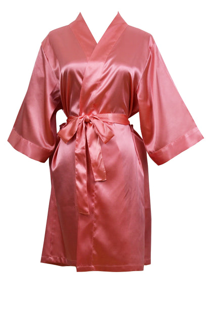 Women's Satin Kimono Robe - Short Silk Bridal Bridesmaid Wedding Robe