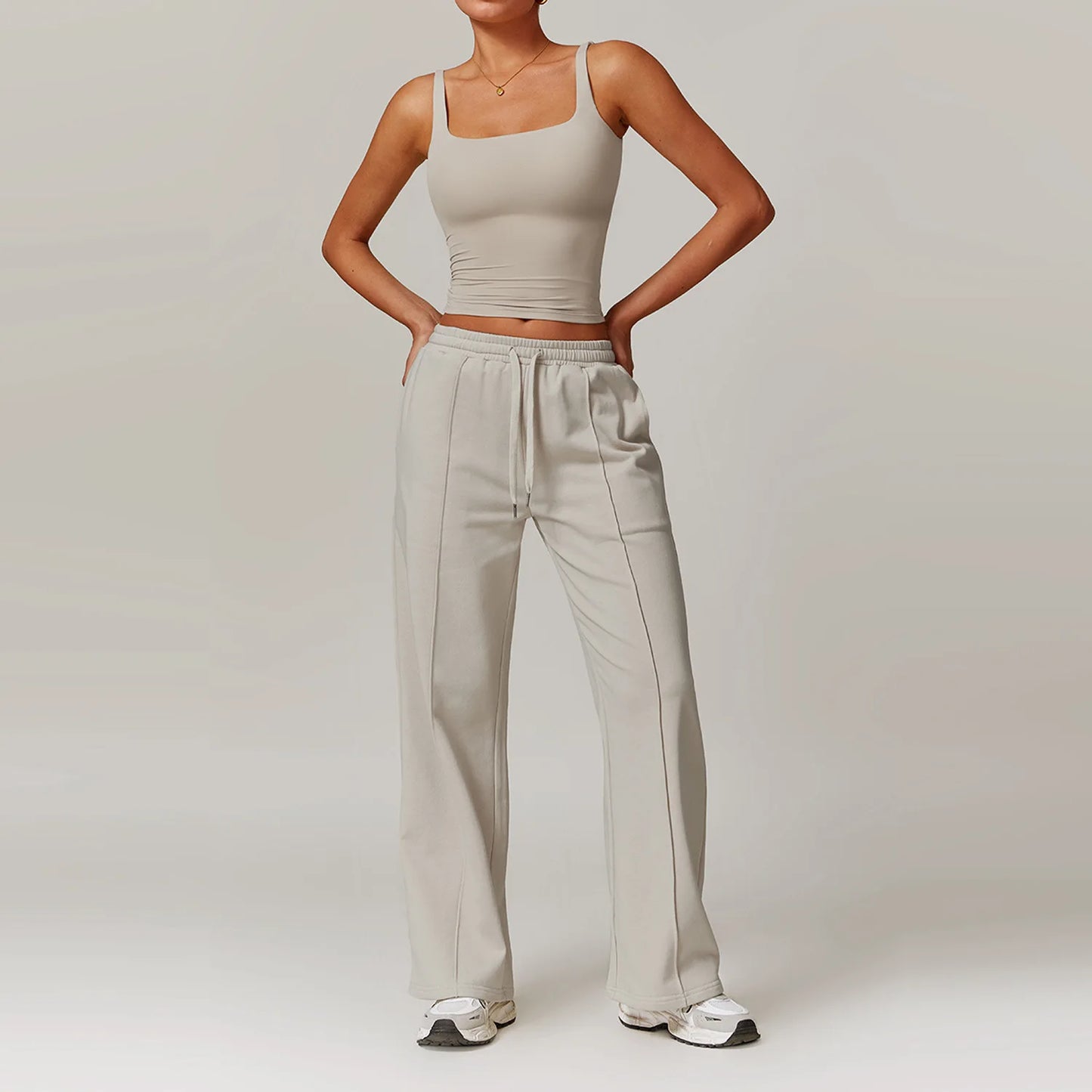 2-Piece Athletic High Waist Joggers & Sports Bra