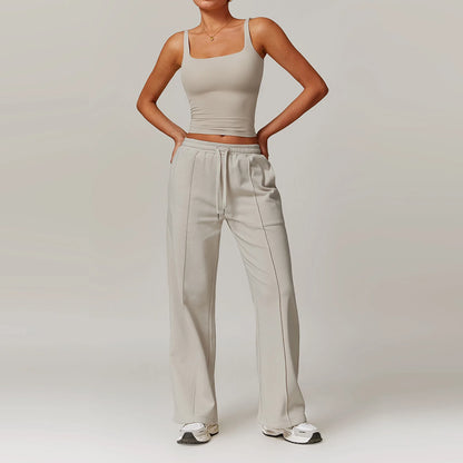 2-Piece Athletic High Waist Joggers & Sports Bra