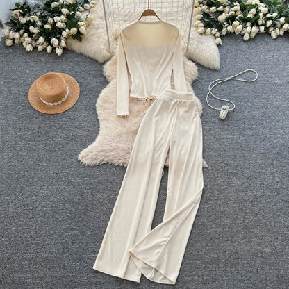 O-Neck Top & High-Waisted Pants Outfit