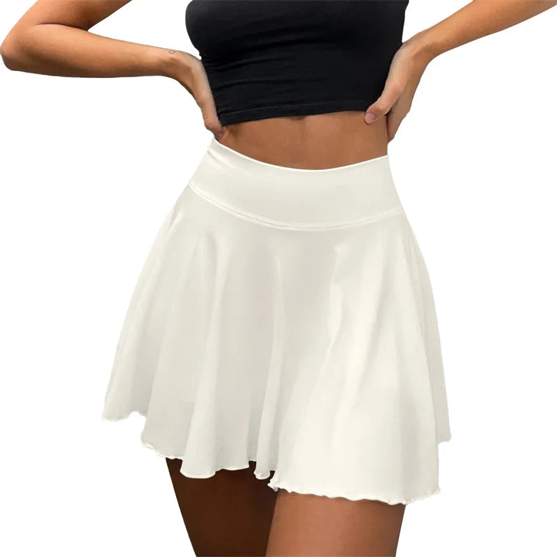 Summer Active Wear Stretchy Golf Skirt Inner Short High Waist Pleated 2 in 1 Tennis Skirt With Pocket