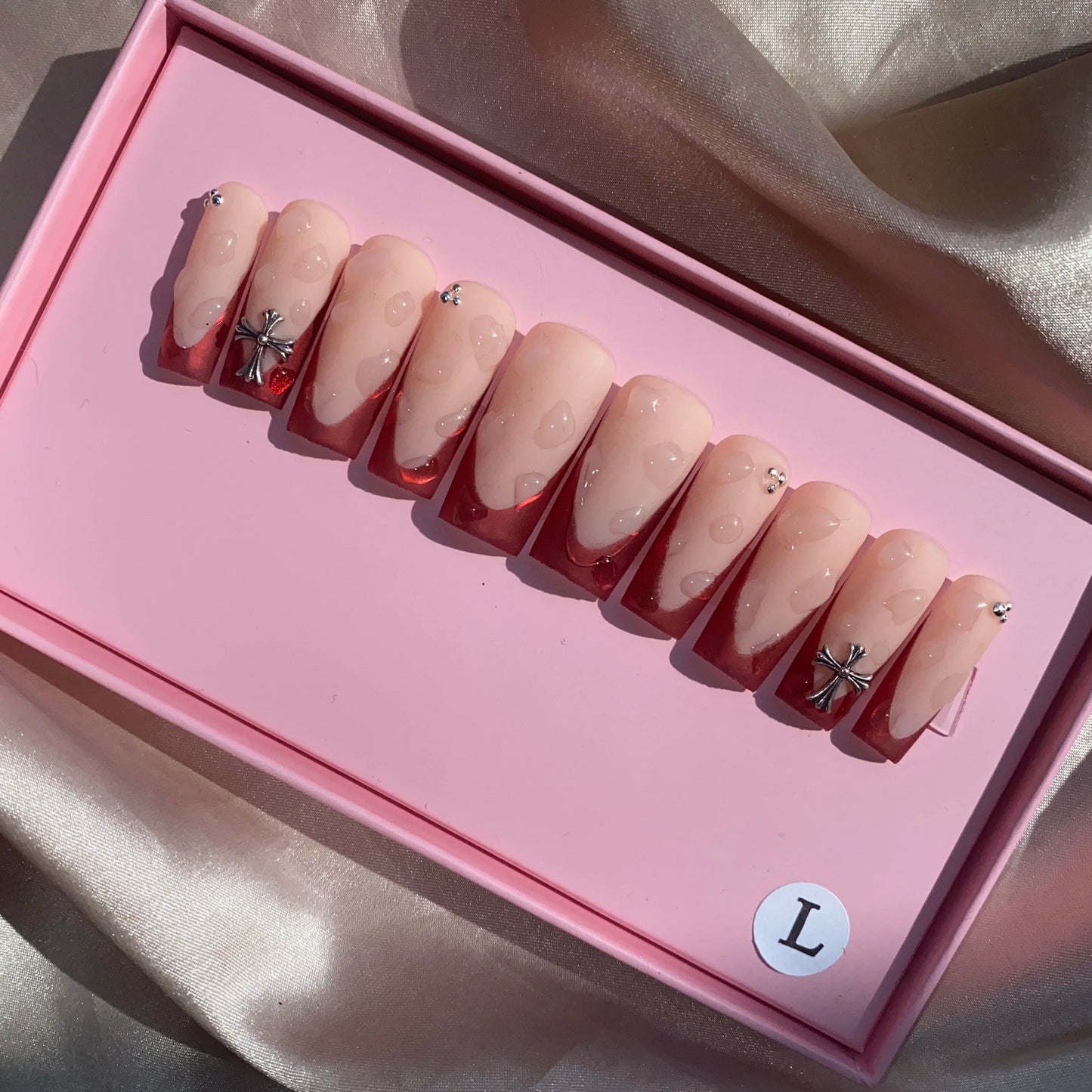 XL Glittery Rhinestone Press-On Nails - 50mm Long Full Cover Artificial Nails