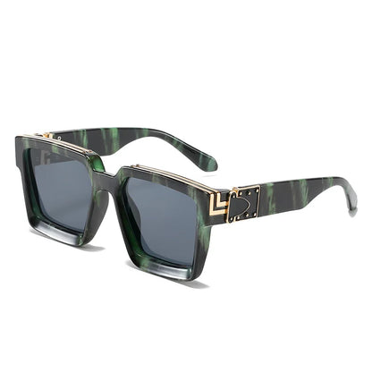 Oversized Square Sunglasses - Leopard Print UV400 Protection