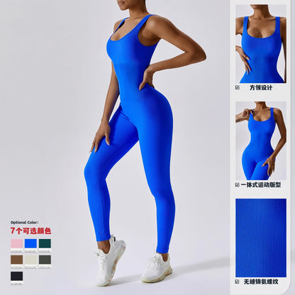 Seamless Yoga Jumpsuit Backless Workout Romper