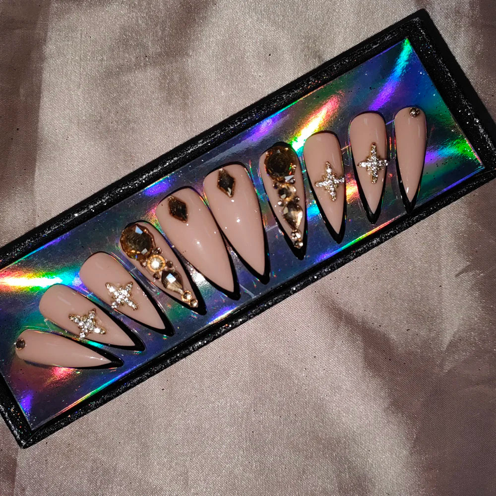 French White Butterfly Press-On Nails - Medium Length ABS Acrylic Artificial Nails