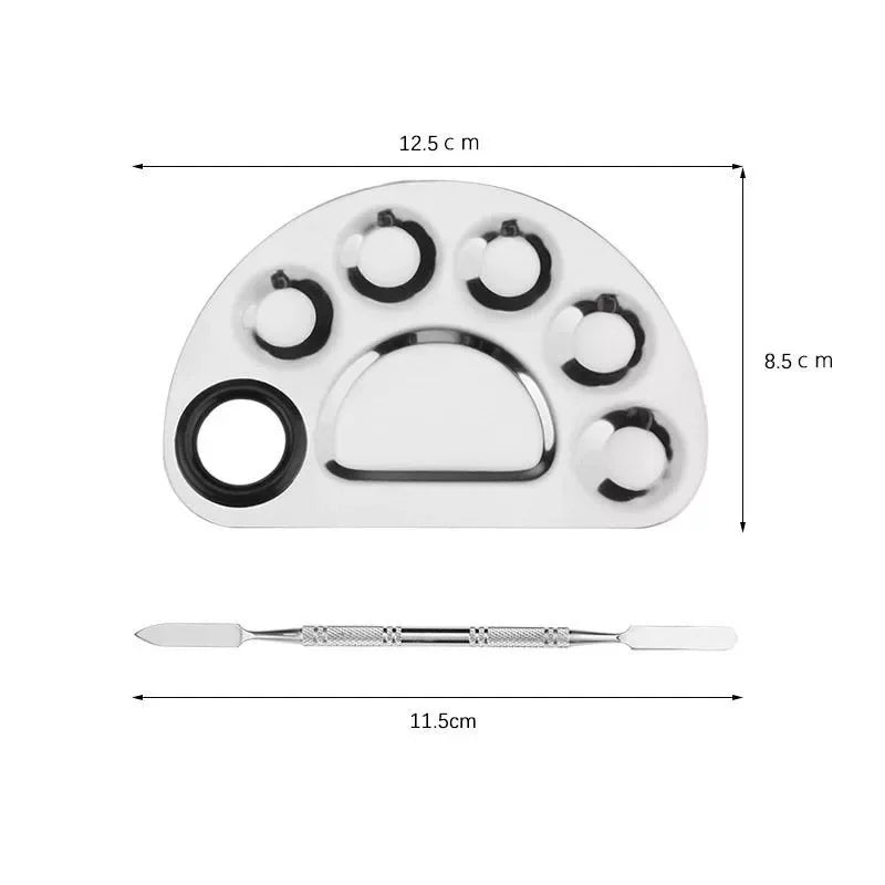 Stainless Steel Makeup Mixing Palette with Spatula - Professional Cosmetic & Nail Art Tool