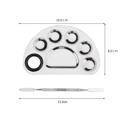 Stainless Steel Makeup Mixing Palette with Spatula - Professional Cosmetic & Nail Art Tool