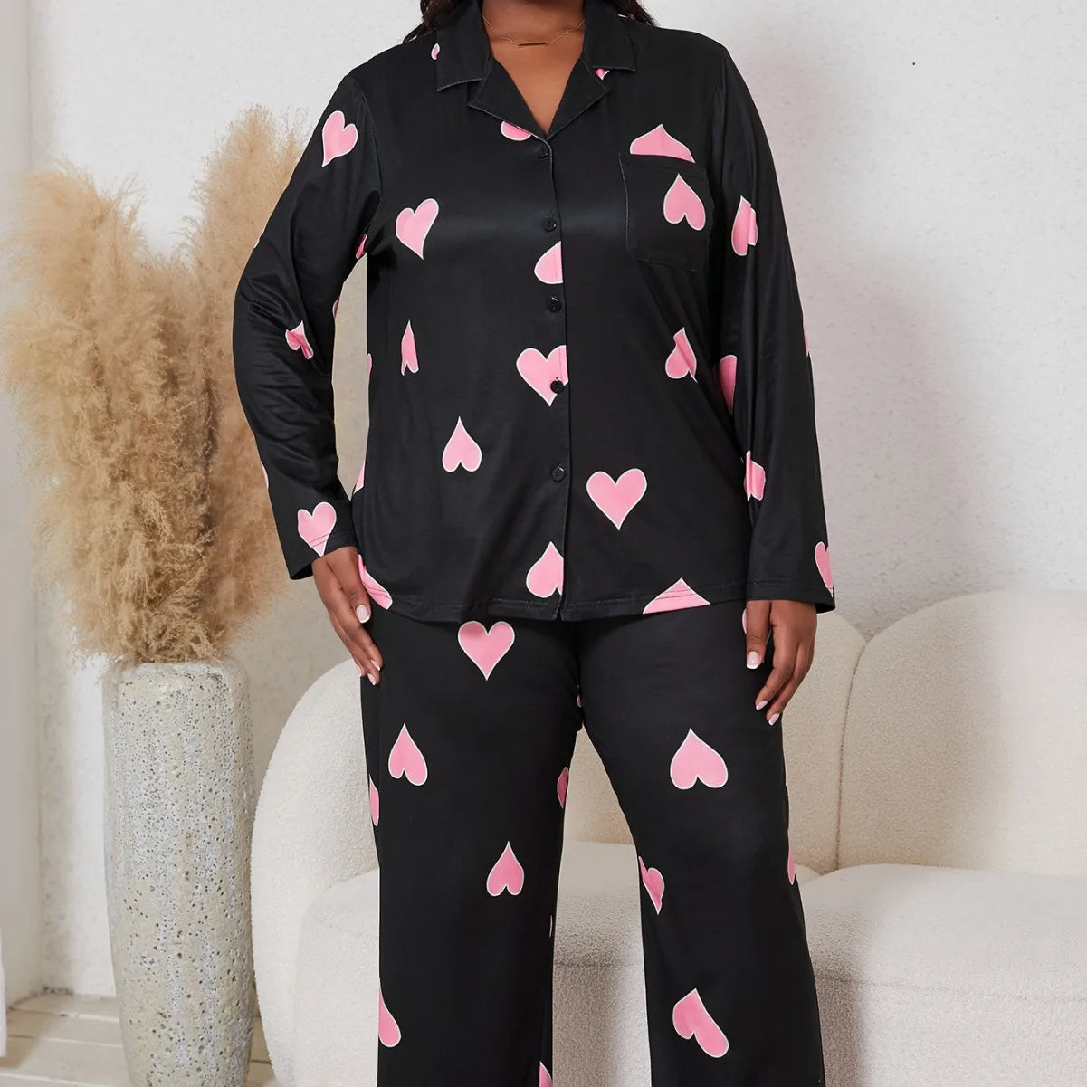 Heart Print Pajama Set