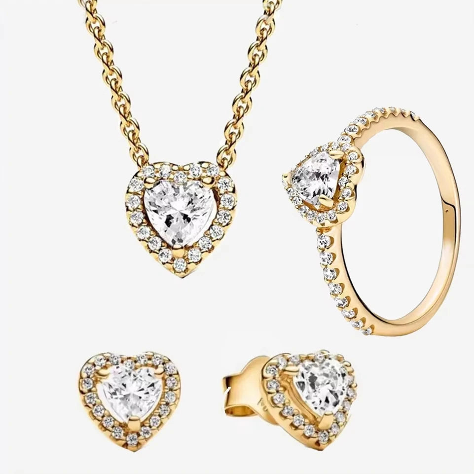 Sparkling Heart 925 Sterling Silver with Colorful Zircon