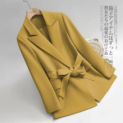 Lace-Up Belt Blazer - Korean Style Slim Fit Suit Jacket