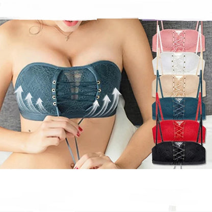 Seamless Push-Up Bra - Wire-Free Strapless Lace Bralette