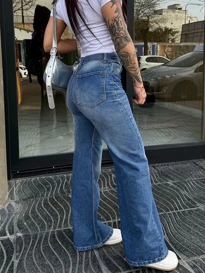 High-Waist Wide Vintage Straight Fit Jeans