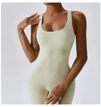 Seamless Yoga Jumpsuit Backless Workout Romper
