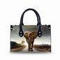Casual Leather Handbag - Two Handle Tote Bag for Women