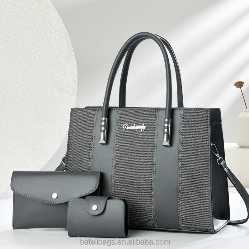 3-Piece Handbag Set - Shoulder Bag, Crossbody & Tote Combination