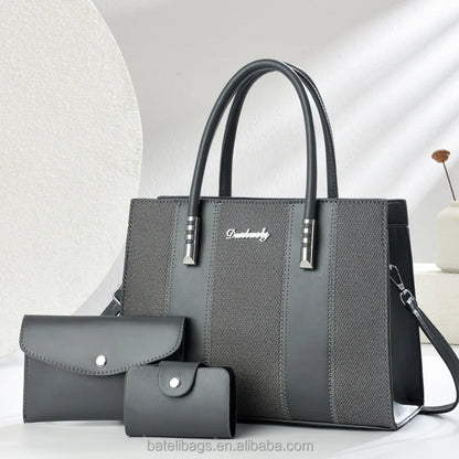 3-Piece Handbag Set - Shoulder Bag, Crossbody & Tote Combination