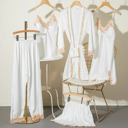 Luxury Satin 5-Piece Silk Sleepwear Set