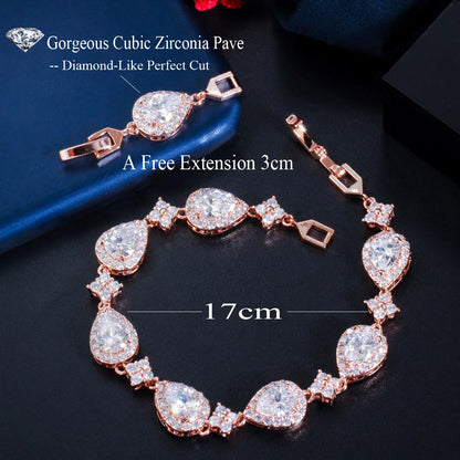Sparkly Pear Cut Cubic Zirconia Tennis Bracelet - Rose Gold Copper