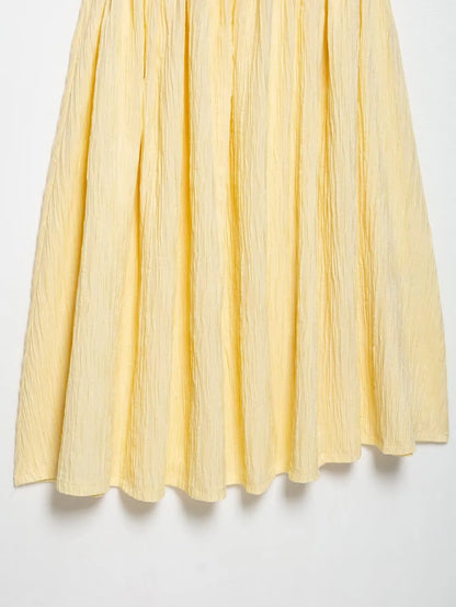 Textured Backless Square Neck Midi Dress