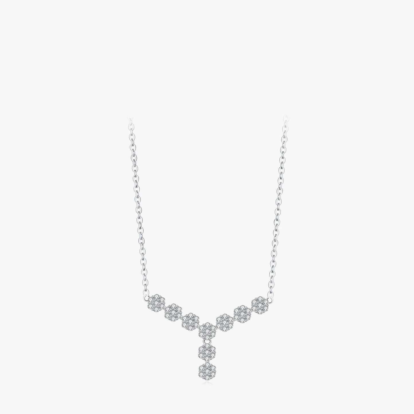 S925 Silver Jewelry Set - 4-Piece Diamond Flower Collection