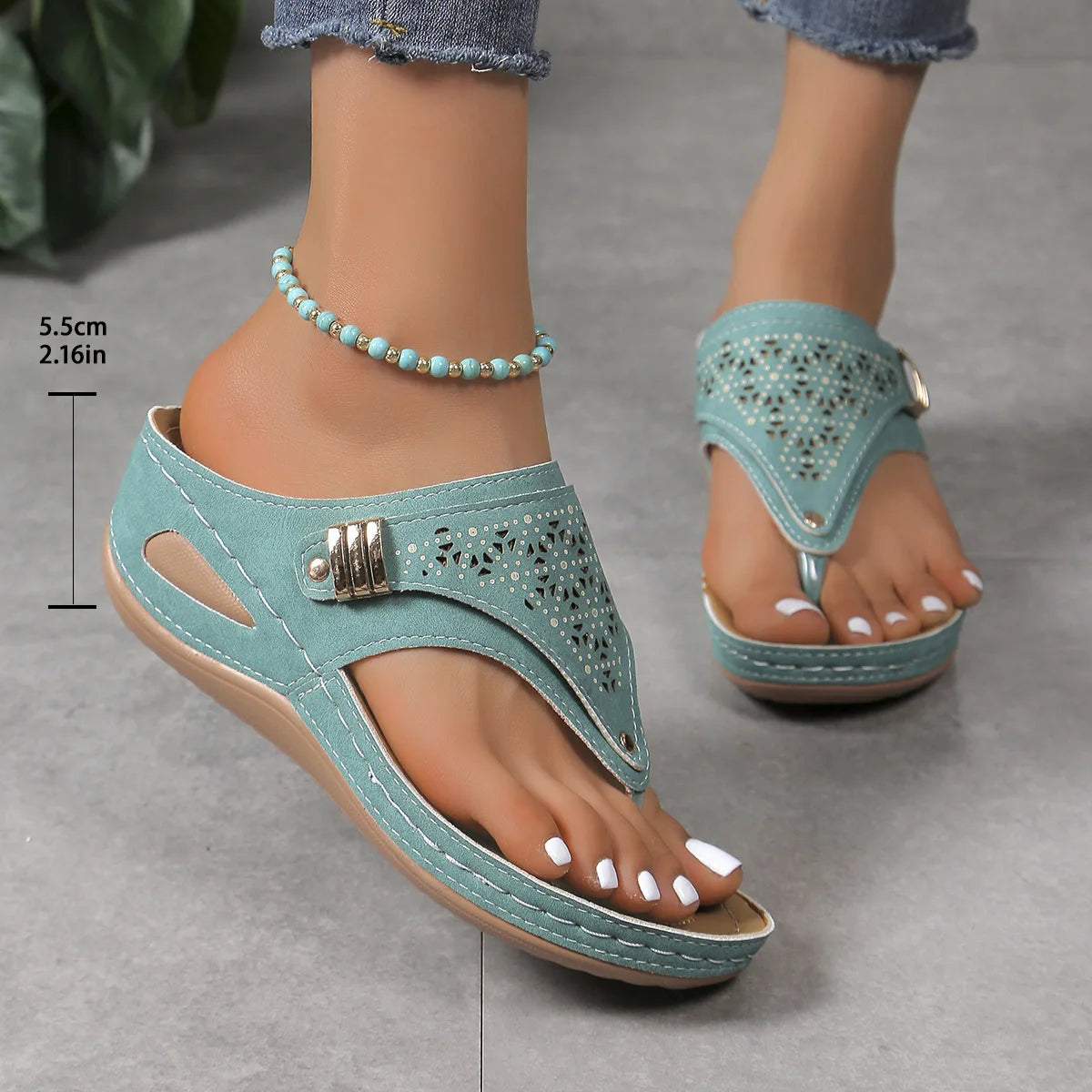 Women's Wedge Heel Flip Flop Sandals - Thick Bottom Platform Slippers