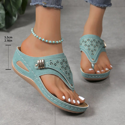 Women's Wedge Heel Flip Flop Sandals - Thick Bottom Platform Slippers