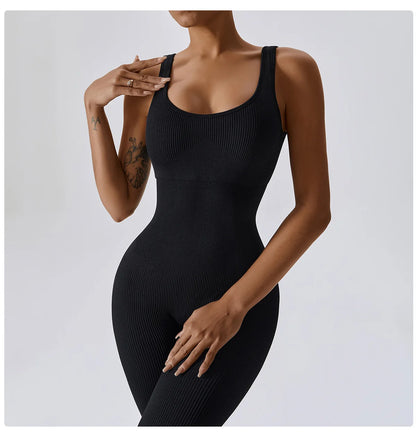 Seamless Yoga Jumpsuit Backless Workout Romper