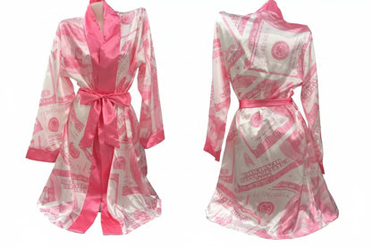 Luxury Money Print Satin Bathrobe & Sash