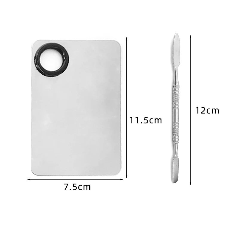 Stainless Steel Makeup Mixing Palette with Spatula - Professional Cosmetic & Nail Art Tool