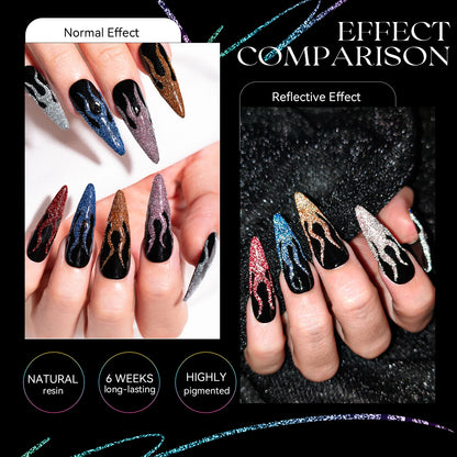 Super Reflective Disco Liner Gel Polish 12-Color Set - Nail Art Painting Collection