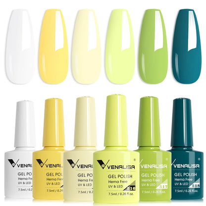 Venalisa Gel Nail Polish 6-Piece Kit - Red & Nude French Manicure Starter Set