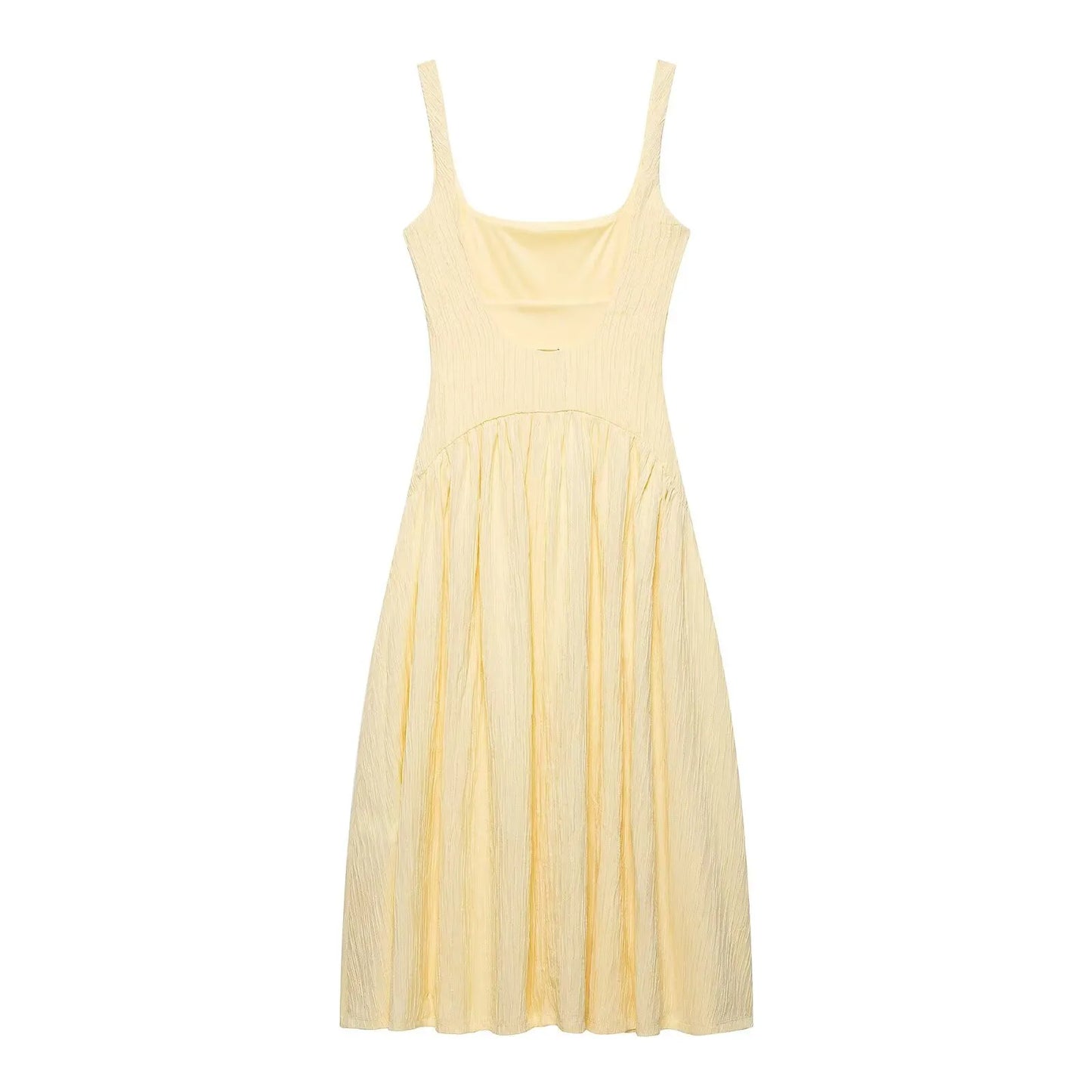 Textured Backless Square Neck Midi Dress