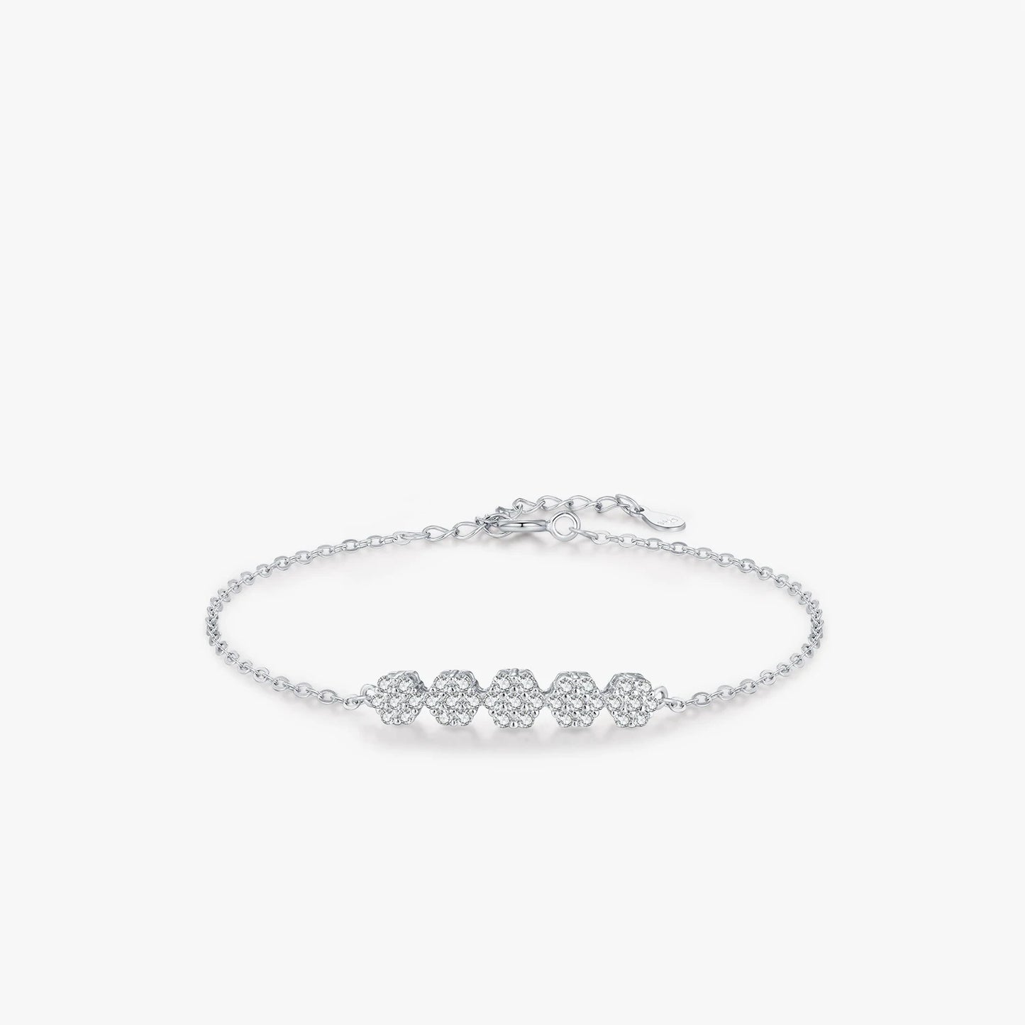 S925 Silver Jewelry Set - 4-Piece Diamond Flower Collection