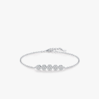 S925 Silver Jewelry Set - 4-Piece Diamond Flower Collection