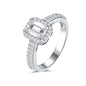 1ct Emerald Cut Moissanite Diamond Ring - Sterling Silver