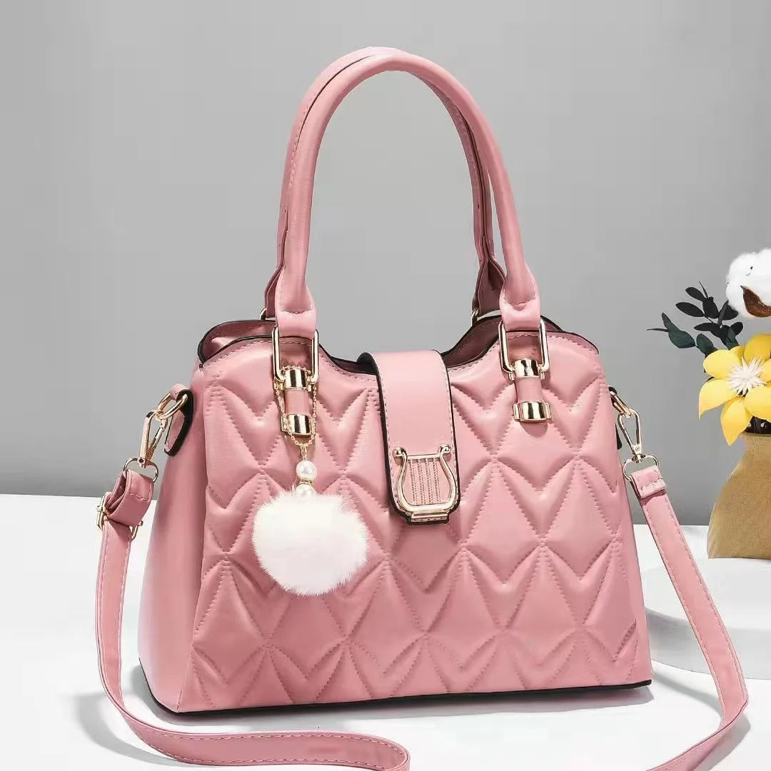 Fashion Leather Shoulder Bag - Bucket Style Crossbody Handbag