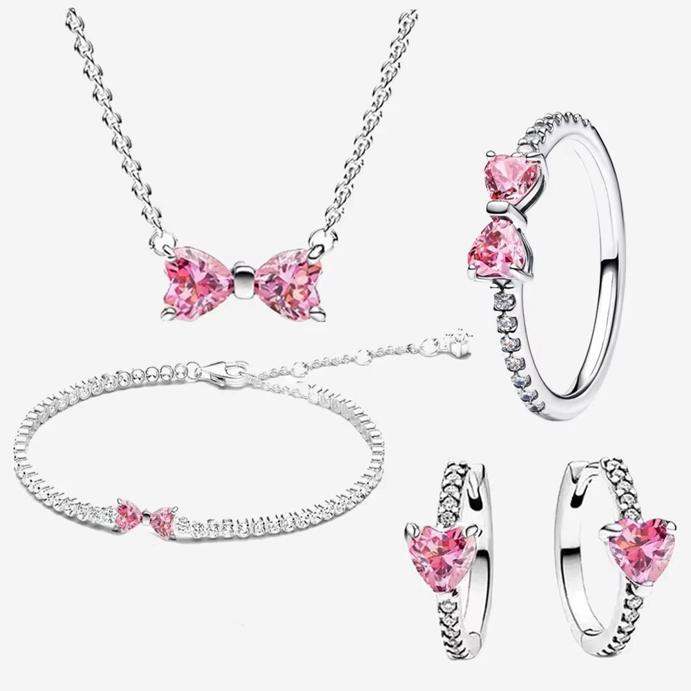 Sparkling Heart 925 Sterling Silver with Colorful Zircon