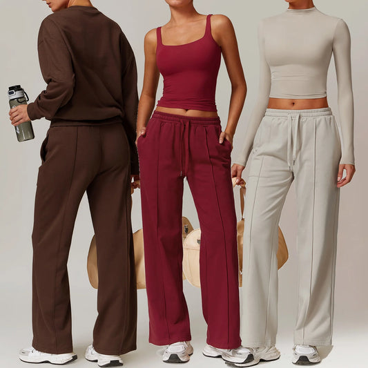 2-Piece Athletic High Waist Joggers & Sports Bra