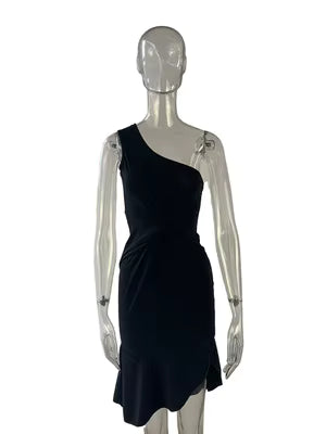 One-Shoulder Knotted Dress - Sleeveless Knee-Length Cocktail Dress