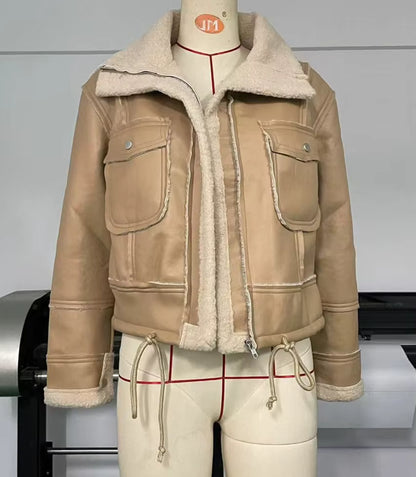 Patchwork Winter Jacket - Casual Zipper Long Sleeve Coat