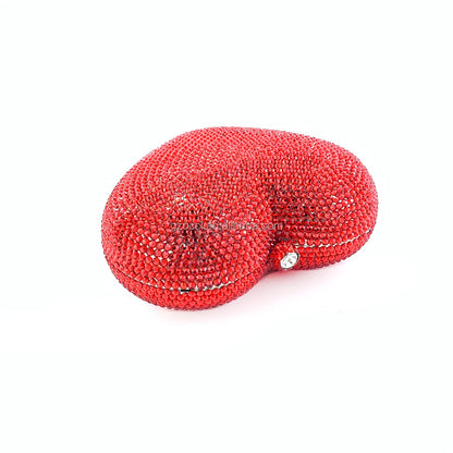 Heart Shape Crystal Clutch Bag - Handmade Evening Purse for Weddings & Parties