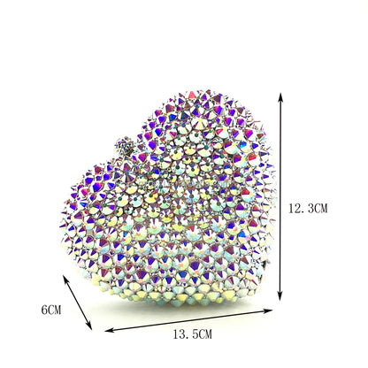 Heart Shape Crystal Clutch Bag - Handmade Evening Purse for Weddings & Parties