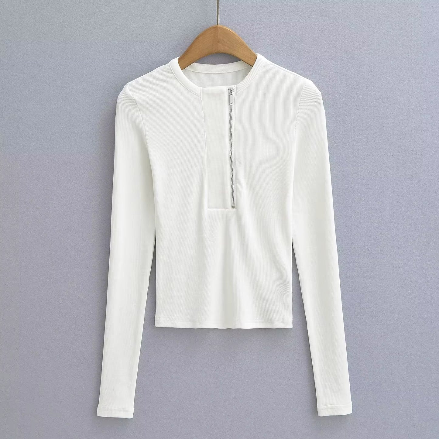 Women's Snake Bone Pattern Half Zip Shirt - Retro Long Sleeve Slim Fit Casual Top